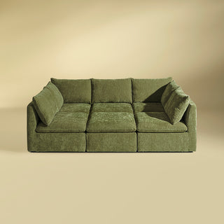 Macy Pit-sectional Sofa, Moss Green Chenille