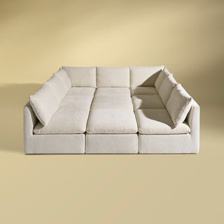Macy Pit-sectional Sofa, Alpine Beige Chenille