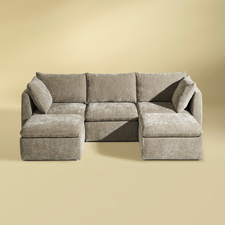 Macy 5 Seats Modular Sectional Sofa with Fully Removable Covers, Large Storage (Keystone Gray Chenille)