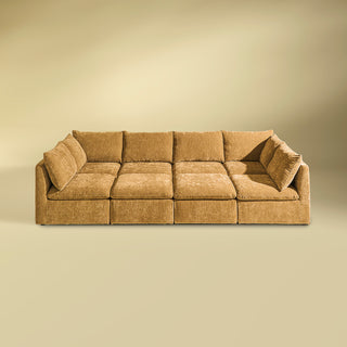Macy Pit-sectional Sofa, Ochre Yellow Chenille
