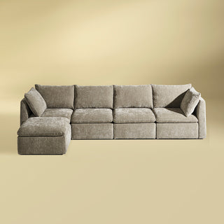 Macy 5 Seats Modular Sectional Sofa with Fully Removable Covers, Large Storage (Keystone Gray Chenille)