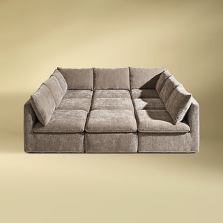 Macy Pit-sectional Sofa, Taupe Chenille