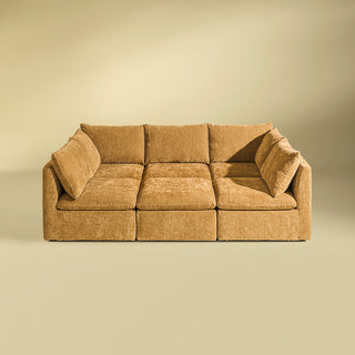 Macy Pit-sectional Sofa, Ochre Yellow Chenille
