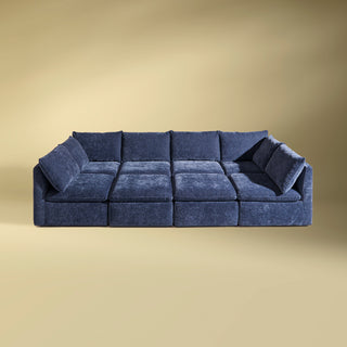 Macy Pit-sectional Sofa, Navy Blue Chenille