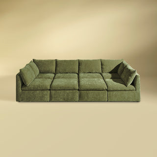 Macy Pit-sectional Sofa, Moss Green Chenille
