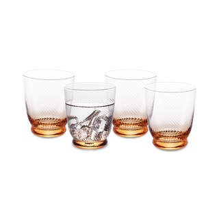 Zest Fluted Drinking Glass Set of 4, Peach