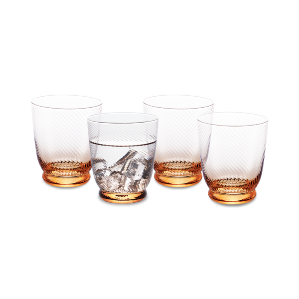 Zest Fluted Drinking Glass Set of 4, Peach