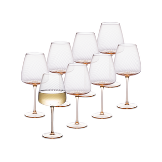 Zest Fluted Wine Glass Set of 8, Peach