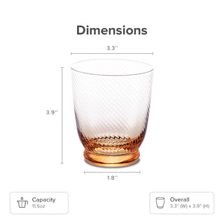 Zest Fluted Drinking Glass Set of 4, Peach