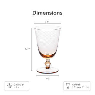 Zest Fluted Goblet Glass Set of 4, Peach