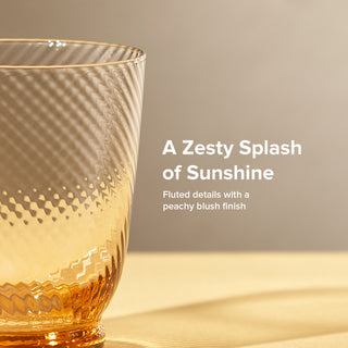 Zest Fluted Drinking Glass Set of 4, Peach