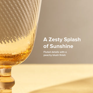 Zest Fluted Goblet Glass Set of 4, Peach