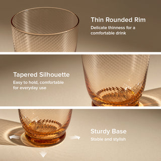 Zest Fluted Drinking Glass Set of 4, Peach