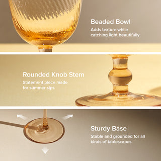 Zest Fluted Goblet Glass Set of 4, Peach