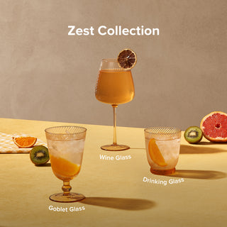 Zest Fluted Drinking Glass Set of 4, Peach