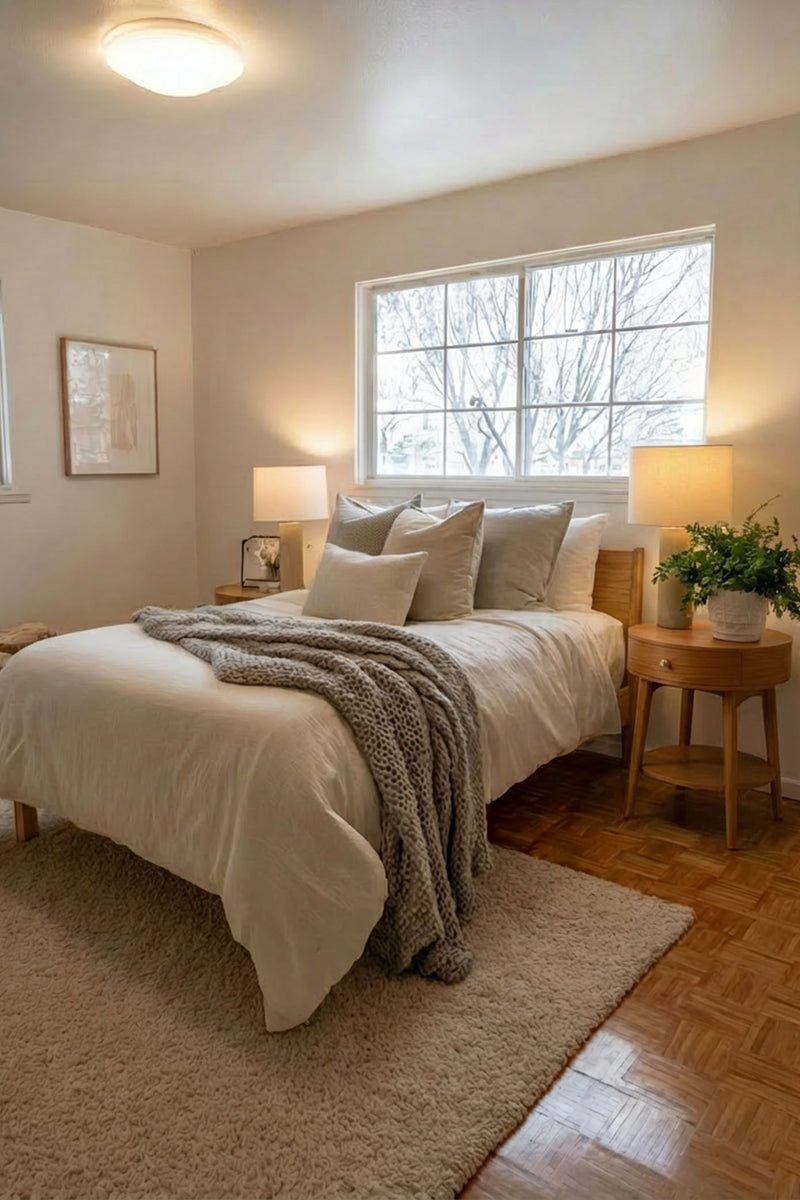 Twin Bed w/ Round Nightstand
