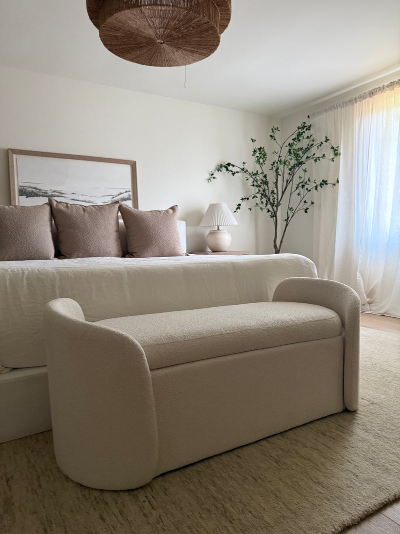 Sophie Bench in Pearl White Bouclé (@hasbrouckhome)