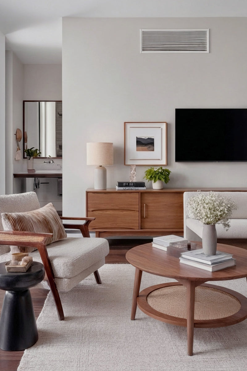67" TV Stand and Round Coffee Table
