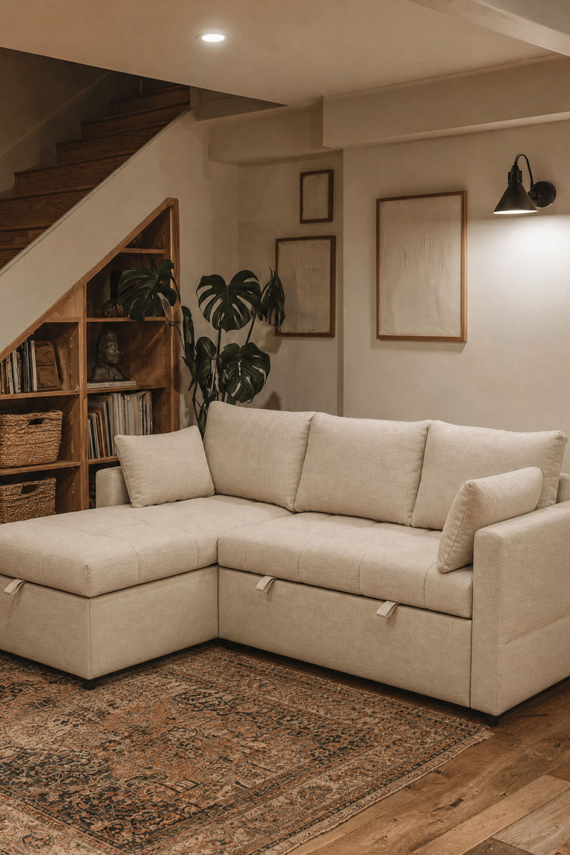L-shaped in Cream Beige